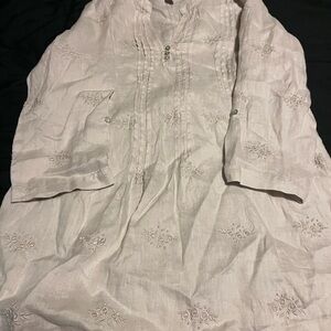 Saint Tropez West Cream Linen Top size m